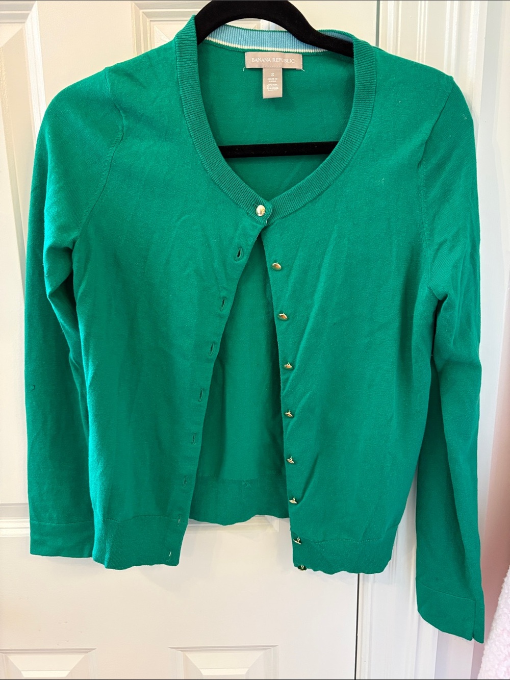 Banana Republic Teal Green Long-Sleeve Button Cardigan